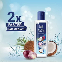 Bajaj Coco Onion Hair Oil- Non Sticky Hair Oil For 2X Faster Hair Growth 180 ML